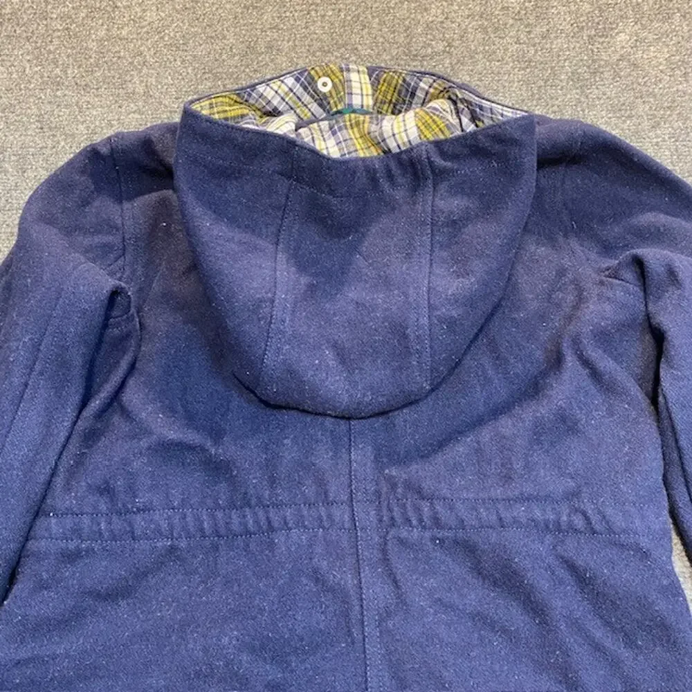 Burton Kindling Wool Blend Hooded Jacket Coat Navy Blue Womens XS Plaid Lined